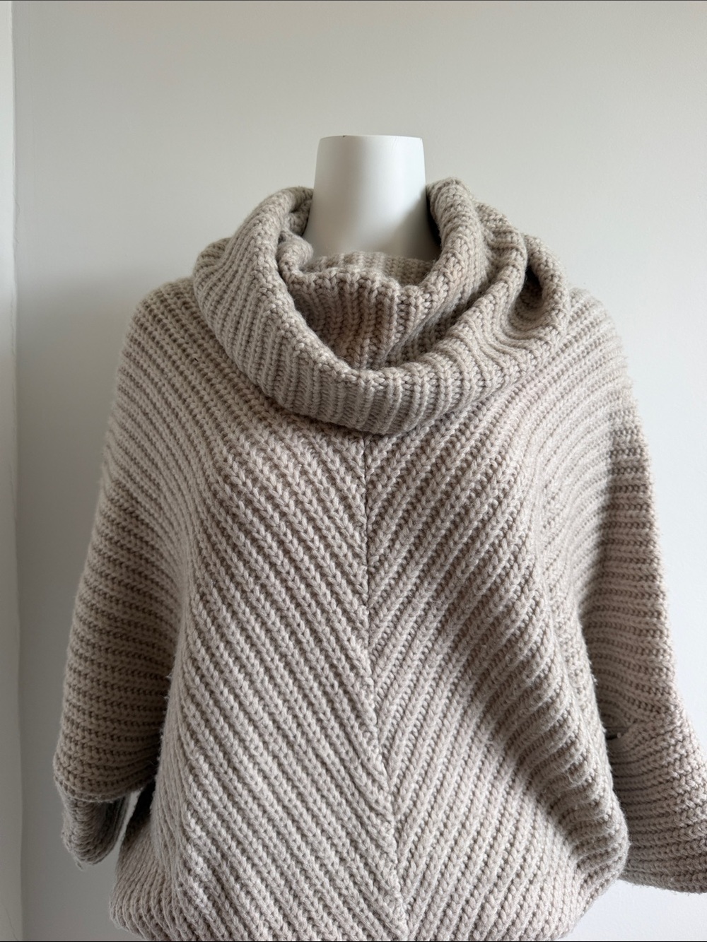 BCBGMaxAzria Chunky Cowl-Neck Sweater in Light Taupe